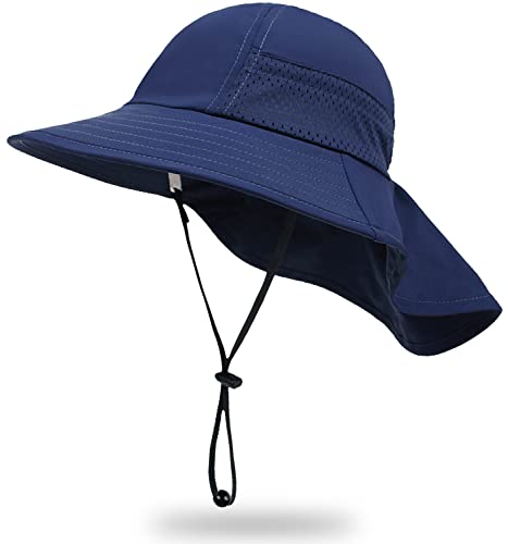 Toddler Baby Sun Hat Kids Summer Beach Essentials Adjustable Beach Hats with Bucket Wide Brim for Boys Girls Age 0-14 Years - color: 1pc-navy, size: 2-7 Years