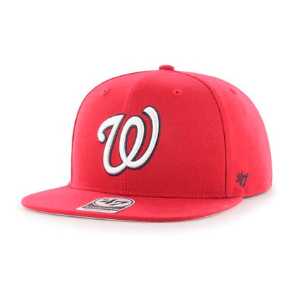 47 MLB Sure Shot Captain Hat Adjustable Structured 6-Panel Snapback Hat Cap, Adult One Size Fits All - color: Washington Nationals