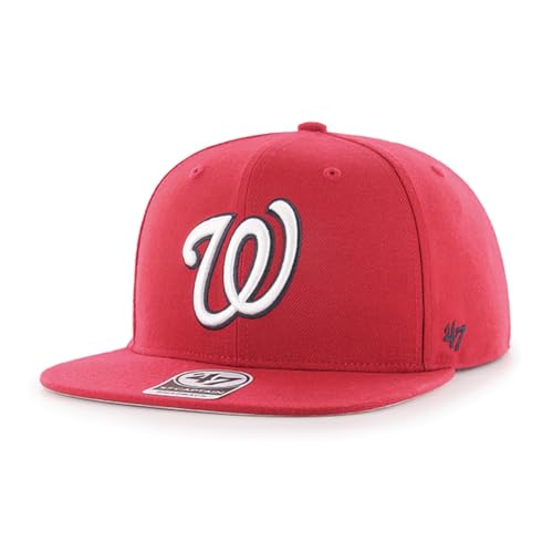 47 MLB Sure Shot Captain Hat Adjustable Structured 6-Panel Snapback Hat Cap, Adult One Size Fits All - color: Washington Nationals