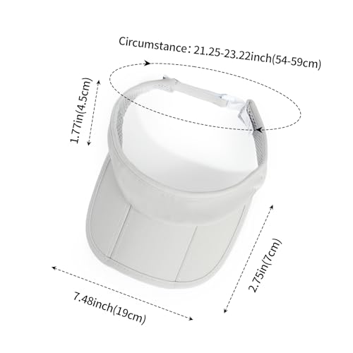 Sun Visors for Women Men Adjustable Folding Cap Running Golf Tennis - color: Light Gray