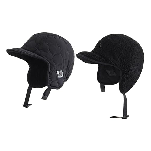 Unisex Winter Warm Aviator Earflap Hat Double-Side-Wear Sherpa Lined Trapper Hat Pilot Cap Outdoor Ski Hunting Cycling - color: Black