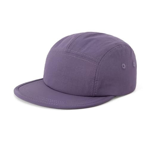 5 Panel Running Hat Waterproof Nylon Sun Hat Quick Dry Plain Baseball Cap for Men Women - color: Purple