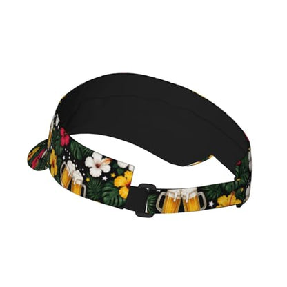 Sun Visor Hats Adjustable Open Top Sport Hat for Golf Women/Men - color: Tropical Beer Hawaiian