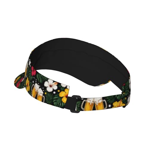 Sun Visor Hats Adjustable Open Top Sport Hat for Golf Women/Men - color: Tropical Beer Hawaiian