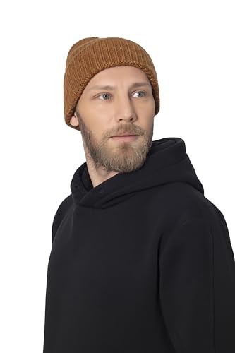 Seamless Beanie Cap, Acrylic Unisex Winter Beanie - color: Camel