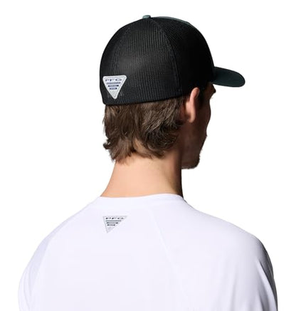 Columbia Unisex PFG Logo Mesh Ball Cap - color: Metal/Black Deltahunter Fish Flag, size: Small-Medium