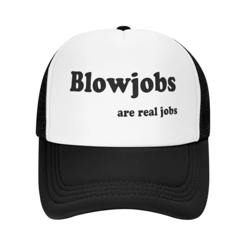 Funny Trucker Hat for Women Men Cute Humor Gag Hats Adjustable Mesh Caps - color: Blowjobs Are Real Jobs