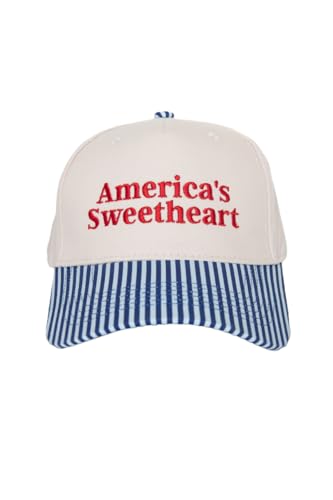 KATYDID Americas Sweetheart Vintage Hat - Two-Toned Mom Hat - Embroidered Vintage Baseball Cap - Women’s Snapback - color: Navy Stripe