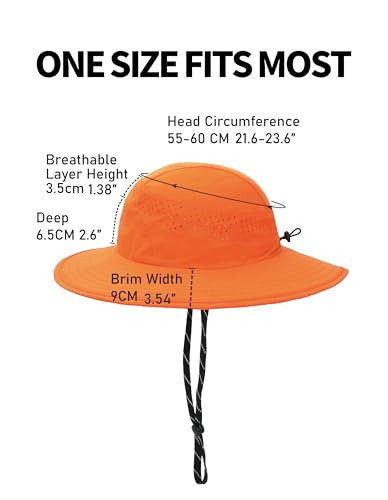 UPF50+ Bucket Hat, Wide Brim Sun Cap - color: Orange