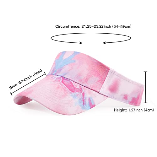 HH HOFNEN Sports Sun Visor Hats Cotton Adjustable Golf Caps for Men Women - color: #1d Tie-dye Pink