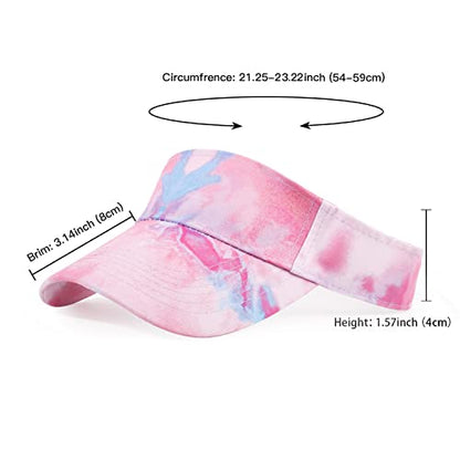 HH HOFNEN Sports Sun Visor Hats Cotton Adjustable Golf Caps for Men Women - color: #1d Tie-dye Pink