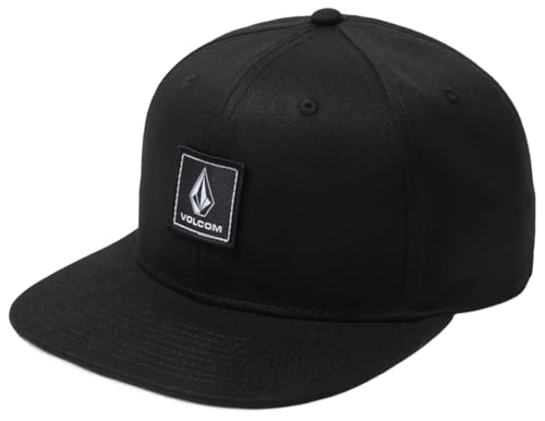 Volcom Men's Quarter Twill Snapback Hat – 6-Panel Adjustable Cap with Stone Logo Patch - color: Black Evo