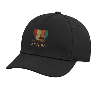 Acadia Maine Coast National Park Hiking Camping Outdoor Adjustable Baseball Hat - color: Black