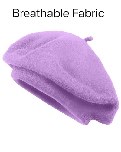 Parquet Solid Color French Beret Hat. Classic French, Casual and Chic Lightweight Cap for Women - color: Lavender