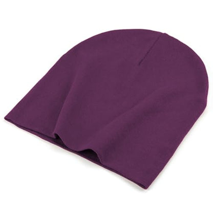 Thin 100% Cotton Fine-Knit Beanie Hat Slouchy Soft Chemo Skull Cap - color: 1-purple