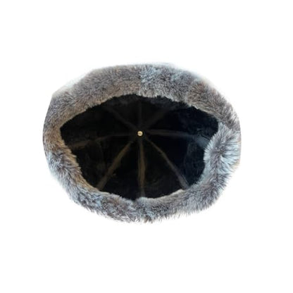 Lukkizara Winter Leather Hat Shearling Sheepskin Fur Beanie Hat - color: Black/Grey, size: 3X-Large