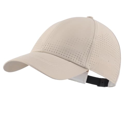 Home Prefer Mens Womens UPF50+ Sun Hat Athletic Adjustable Baseball Cap Quick Dry UV Protection Workout Running Golf Hat - color: Light Khaki, size: Medium