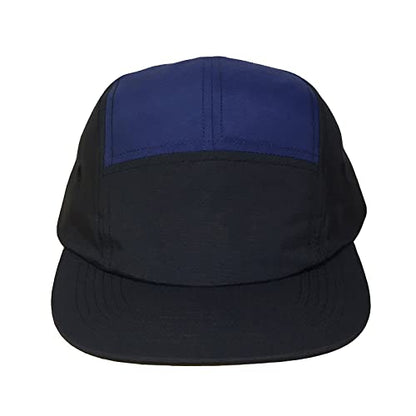 5 Panel Baseball Cap Camp Cap Taslon Short Brim Cap Quick Dry Hat Flat Bill Big Size Large Caps Oversize Running Hat - color: Black&blue, size: 7 1/2