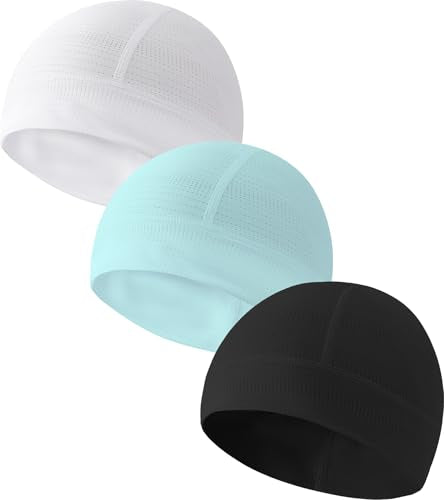 Skull Cap Helmet Liner for Men Women Cooling Hat Running Beanie - color: Set C-black,white,mint Green