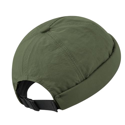 Clakllie Quick Dry Brimless Docker Cap for Men Summer Beanie Sailor Skullcap Lightweight Waterproof Adjustable No Brim Hat - color: S-ct81-army Green