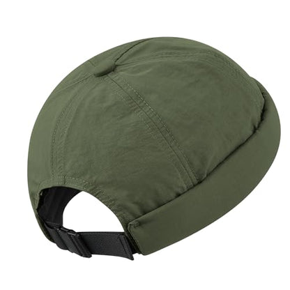 Clakllie Quick Dry Brimless Docker Cap for Men Summer Beanie Sailor Skullcap Lightweight Waterproof Adjustable No Brim Hat - color: S-ct81-army Green