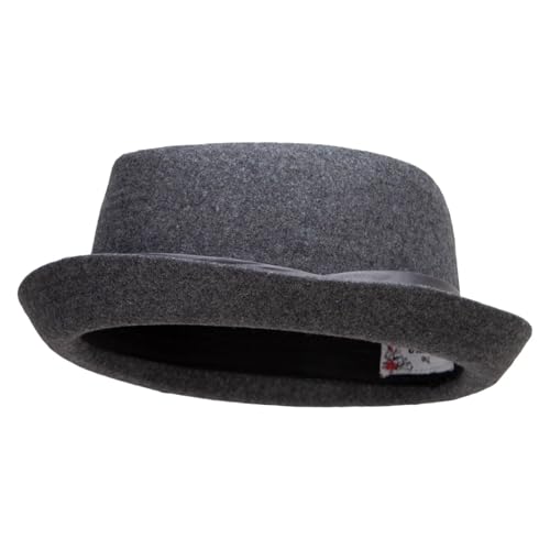 Big Size Wool Upbrim Pork Pie Fedora - color: Charcoal, size: Large-X-Large