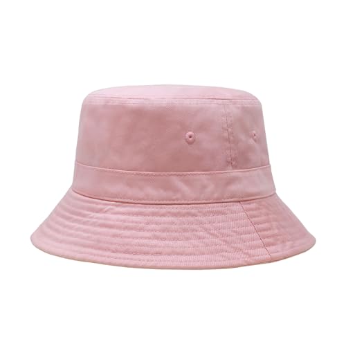 Hot Summer Bucket Hat - Trendy Cotton Sun Hat for Beach, Golf, Fishing - color: Light Pink