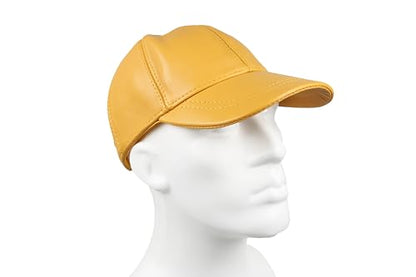 Genuine Leather Unisex Baseball Cap - color: Yellow