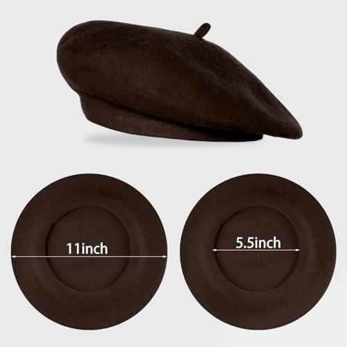 Classic Beret Hats for Women French Beret Hats Costume Accessories Painter Artist Cap with Scarf - color: Coffee