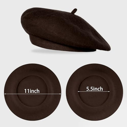 Classic Beret Hats for Women French Beret Hats Costume Accessories Painter Artist Cap with Scarf - color: Coffee