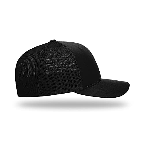 Richardson 110 Trucker R-Flex Baseball Cap| Fitted Mesh Back Hat - color: Black, size: Large-X-Large