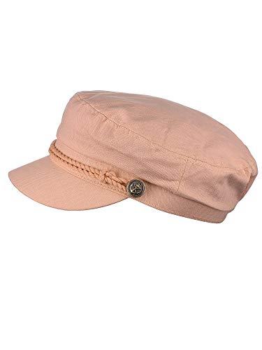 NYFASHION101 Unisex 100% Cotton Greek Fisherman Sailor Fiddler Driver Cap Hat - color: Indi Pink