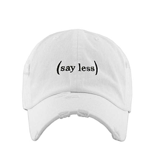 Say Less Do More Vintage Baseball Cap Embroidered Cotton Adjustable Distressed Dad Hat - color: White