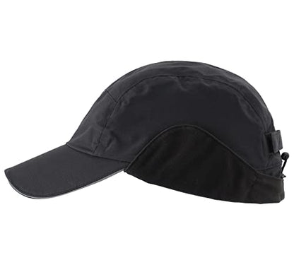 Connectyle Men's Water-Resistant Winter Hat Reflective Fleece Lined Earflap Cap Warm Baseball Sports Hat - color: Black