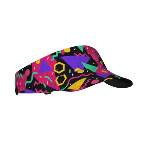 Sun Visor Hats Adjustable Open Top Sport Hat for Golf Women/Men - color: Geometric 80s90s