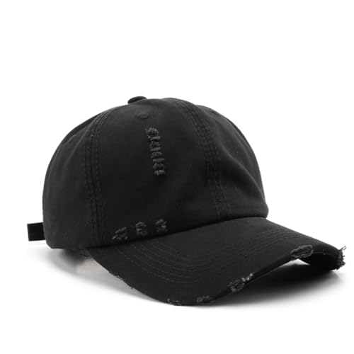 Vintage Washed Distressed Baseball Cap Unconstructed Soft Dad Hats Adjustable Trendy Trucker Hat for Mens Womens - color: Black