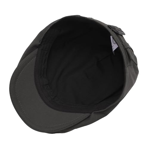 ZLYC Men Cotton Flat Cap Summer Scally Newsboy Beret Driver Hat - color: Button Decor Gray