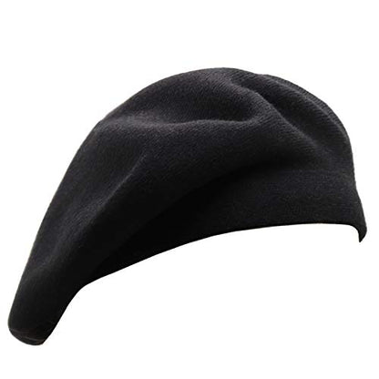 Wheebo Reversible Solid Color French Beret Hat for Women and Girls - color: Black