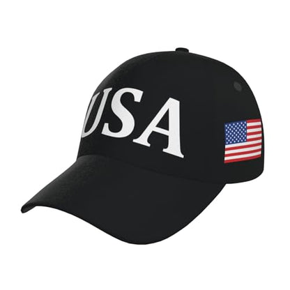 American Flag Baseball Caps Embroiderred USA Flag Patriotic Dad Hat Adjustable Trucker Hats for Men Women - color: Usa Flag Black 4