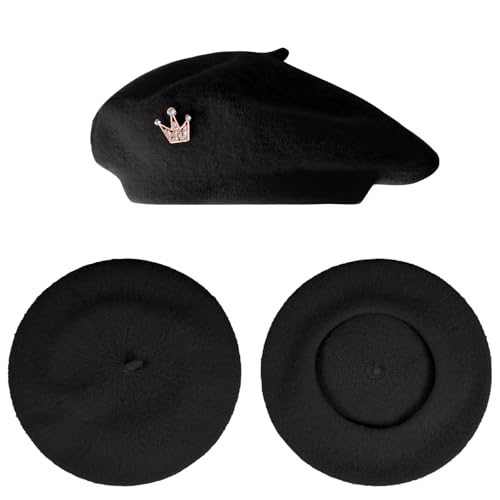 choyaxo 3pcs French Beret Hat Set Costume Accessories Set Including Beret Hat Scarf Crown Pin for Women French Themed Party - style: Regular Style