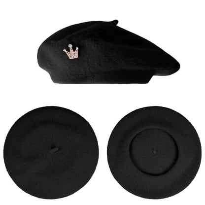choyaxo 3pcs French Beret Hat Set Costume Accessories Set Including Beret Hat Scarf Crown Pin for Women French Themed Party - style: Regular Style