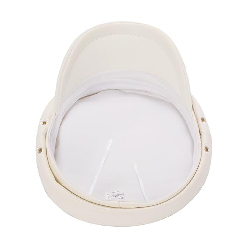 Women's Yacht Captain Sailor Hat, PU Material Newsboy Hat, Stylish Biker Hat, Baker Boy Hat, Peaked Beret - color: White Leather Belt Style