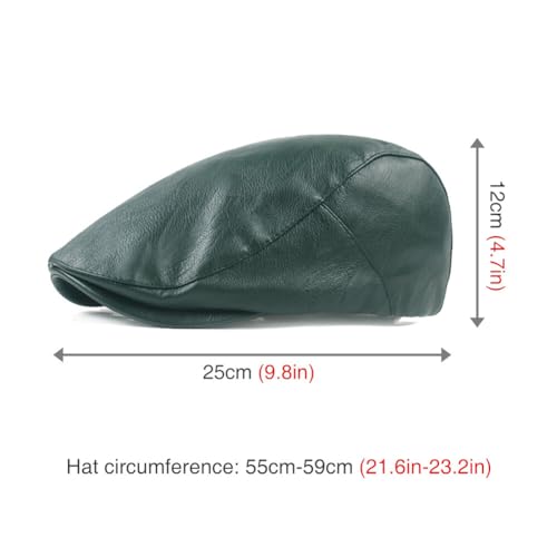 Men's Flat Cap PU Leather Newsboy Cap Classic Ivy Cap Adjustable Cabbie Beret Cap Driving Hunting Hat - color: Blue