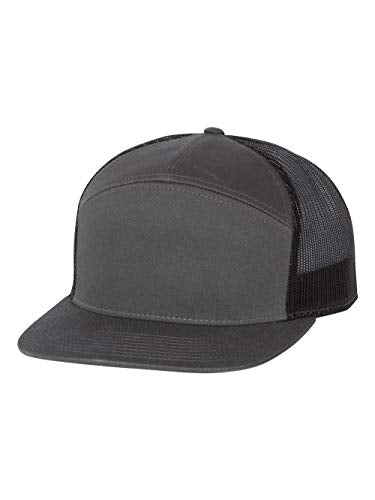 Seven-Panel Trucker Richardson Leather Patch Cap - color: Charcoal/ Black, size: One Size