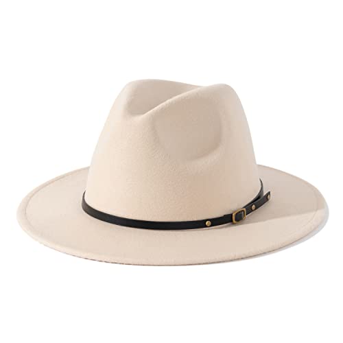 Lisianthus Women Belt Buckle Fedora Hat - color: Creamy