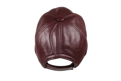 Genuine Leather Unisex Baseball Cap - color: Burgundy