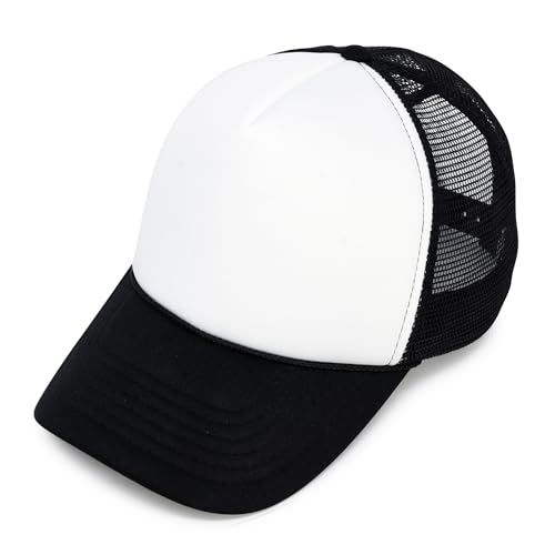 DALIX Two Tone Trucker Hat Summer Mesh Cap with Adjustable Snapback Strap - color: Black, size: One Size