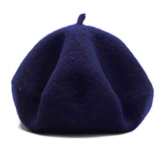 Wheebo Berets for Kids Wool French Beret Hats Artist Painter Hats for Little Girls Boys Solid Color Style - color: Navy