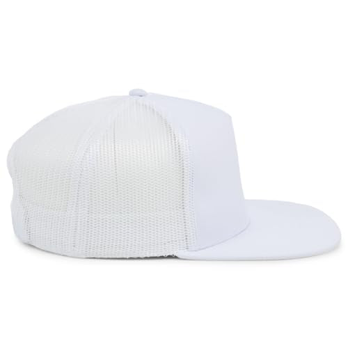 Lids Blank Essential 5-Panel Trucker Adjustable Snapback Hat - color: White