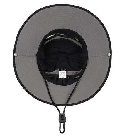 Men's Beach-Sun-Hat Wide-Brim Sun-Protection-Fishing Hat Outdoor Boonie Hat - color: Grey and Black